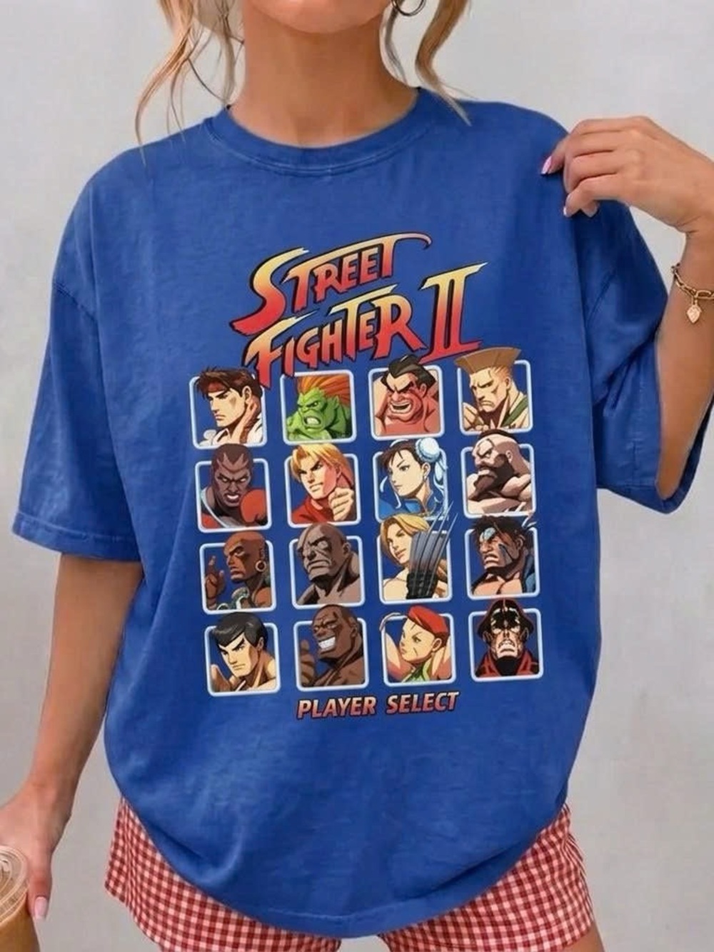 Gildan Blue Street Fighter II Player Select Graphic Tee - Picture 2 of 6